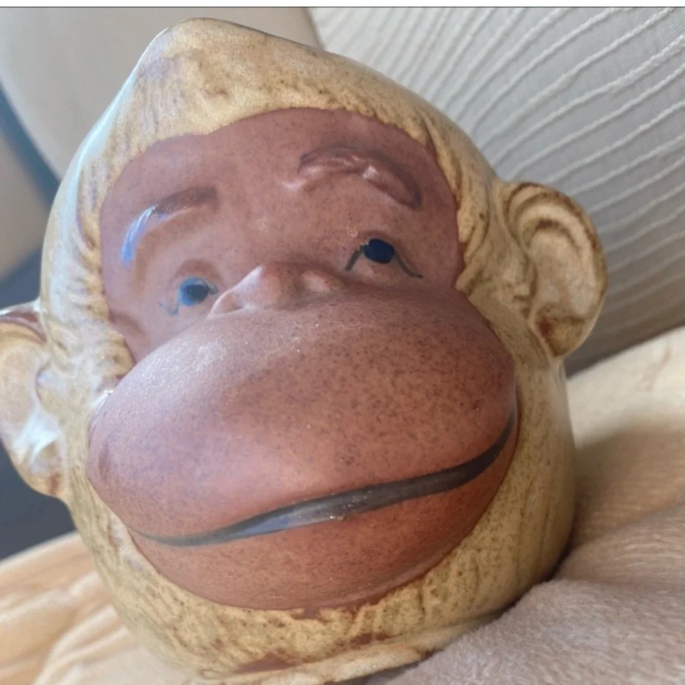 Anthropomorphic 3-D Monkey Ape Vintage Pottery Pitcher‎ Mug UTCTI Made In Japan